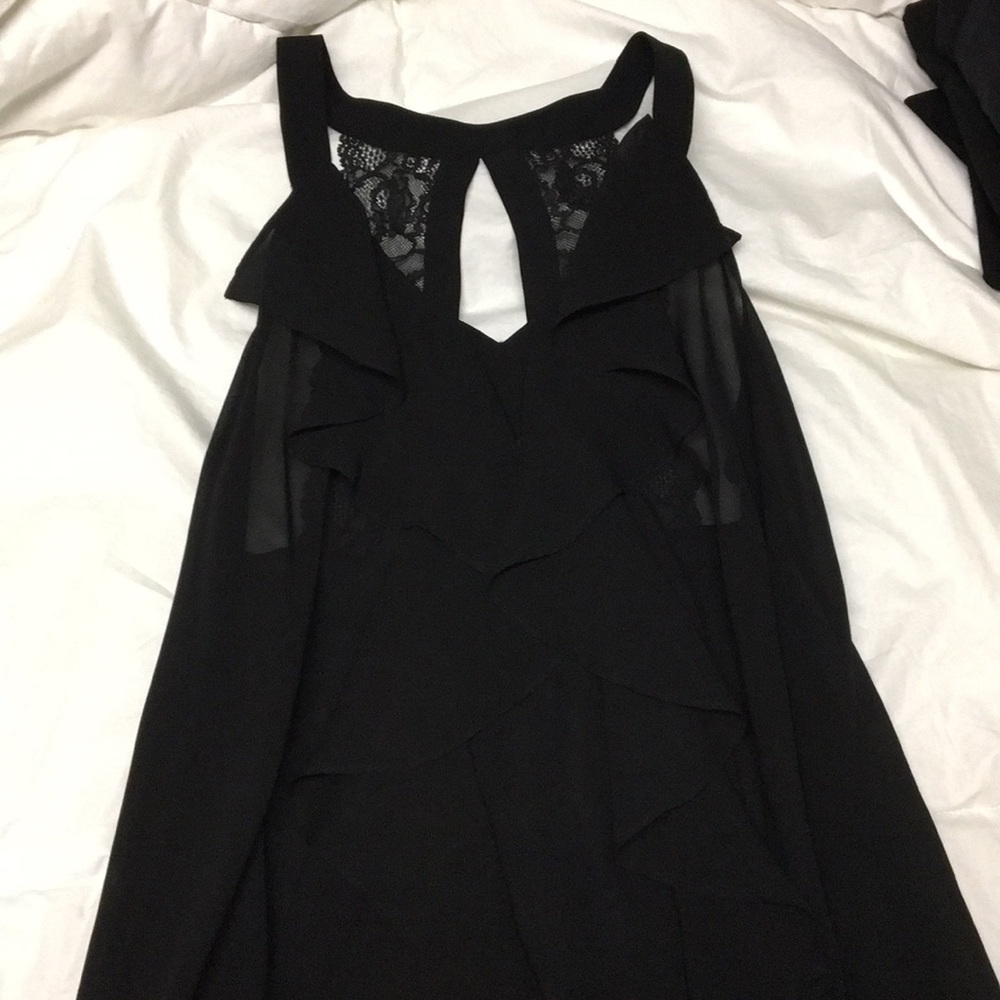 BCBG Generation Black Lace Ruffle Top